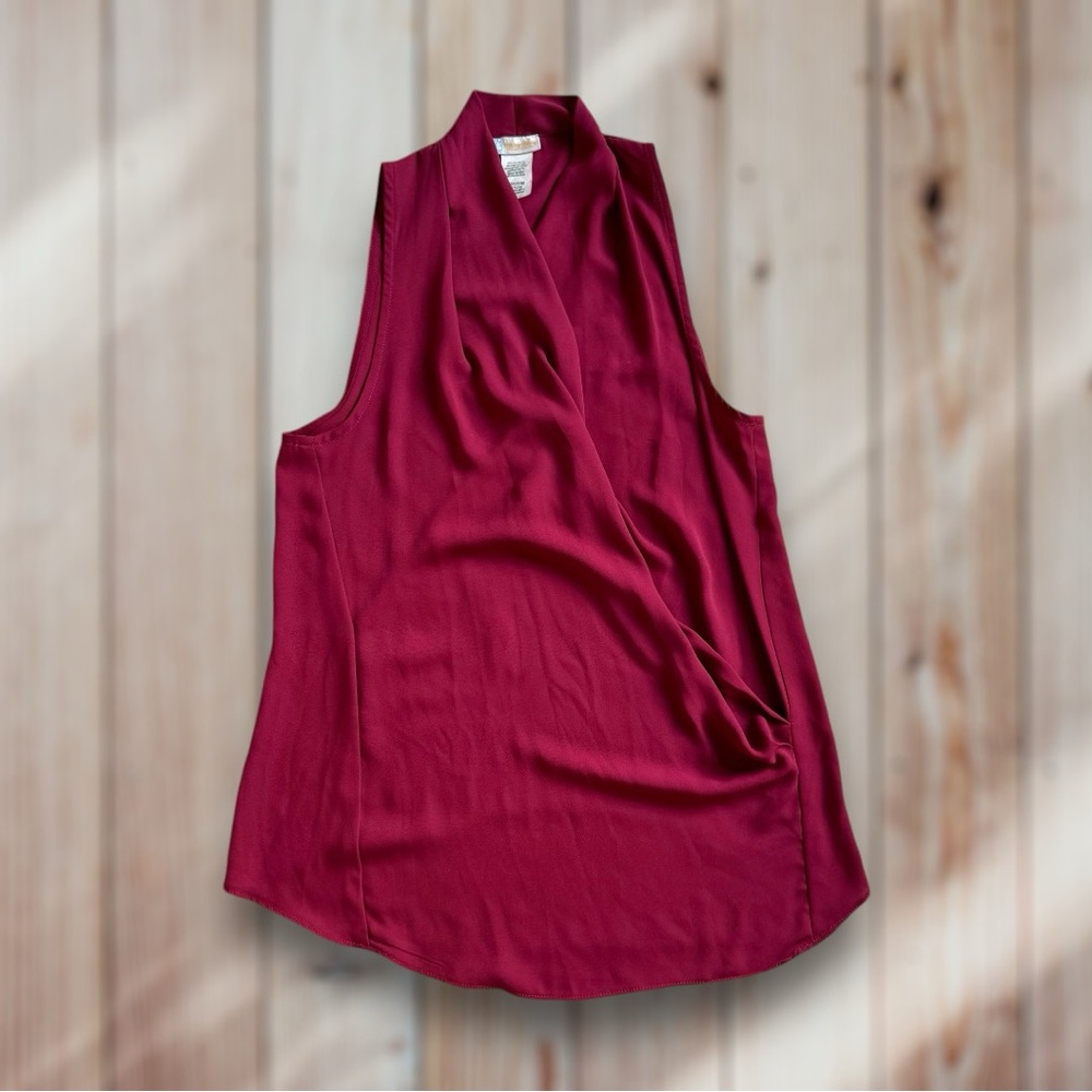 ✨ Rubber Ducky Productions Inv Maroon Red Sleeveless Surplice Blouse
